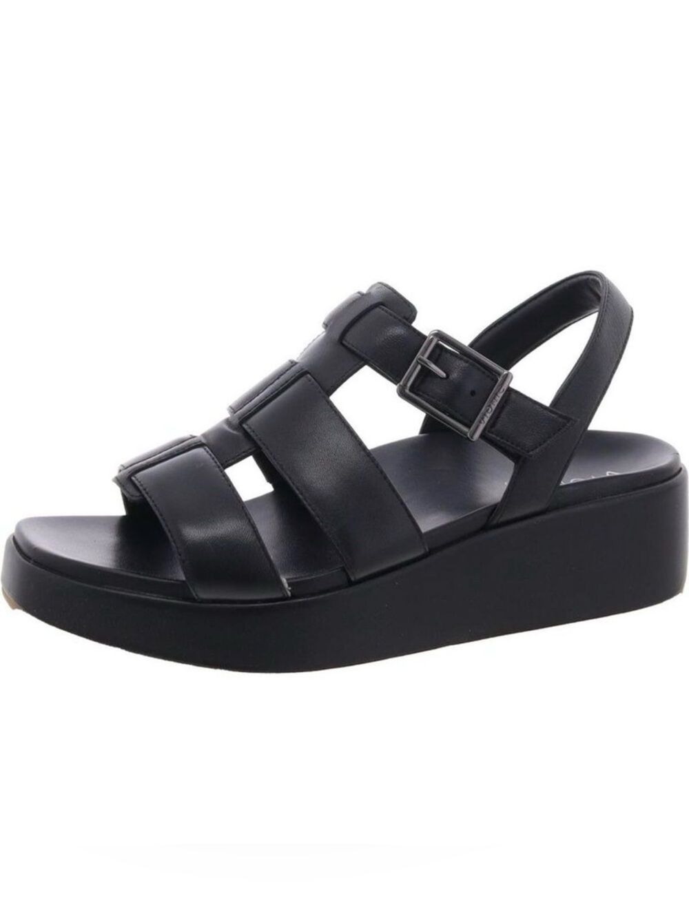New nwot Vionic Womens Delano Black Leather Caged Buckle Slingback Sandals